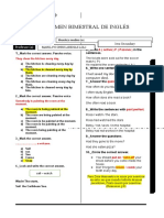 Examen Bimestral de Inglés 3ero de Secundary