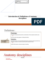 Introduction & Definitions of Anatomy Desciplines: 1 Semester Pharm-D Rips Riu-Lahore