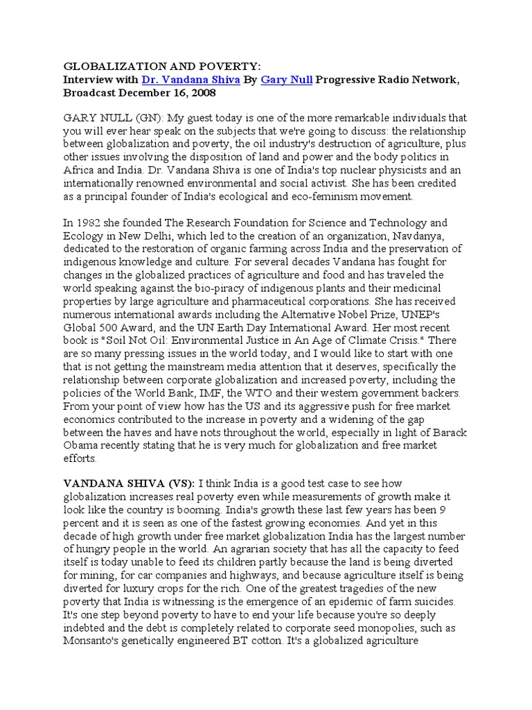 Globalization And Poverty Pdf Green Revolution Agriculture