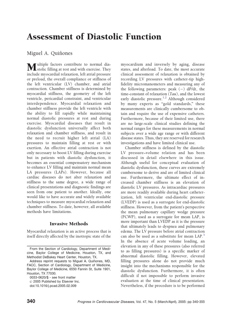 Diastolic Function Assessment Techniques | PDF | Blood Pressure | Heart
