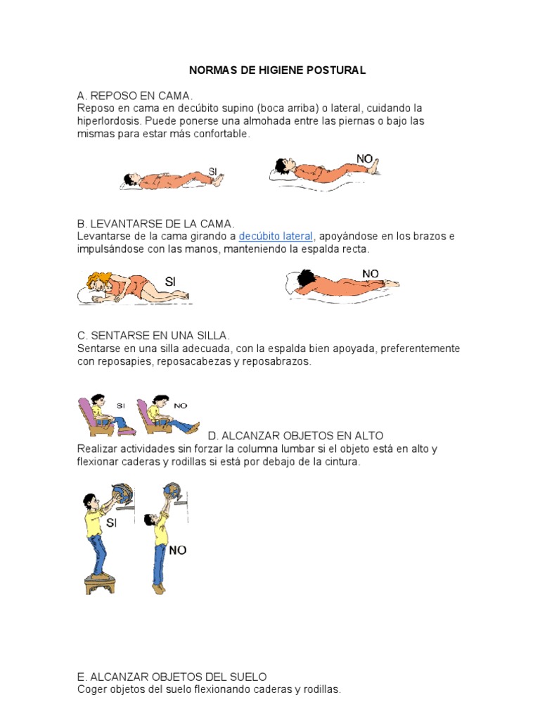 Normas de Higiene Postural | PDF