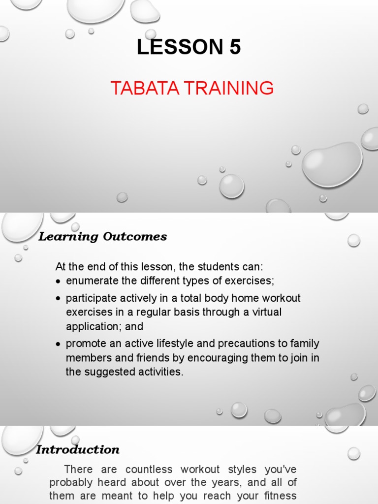 Lesson 5 Tabata Training PDF High Intensity Interval Training Aerobic Exercise