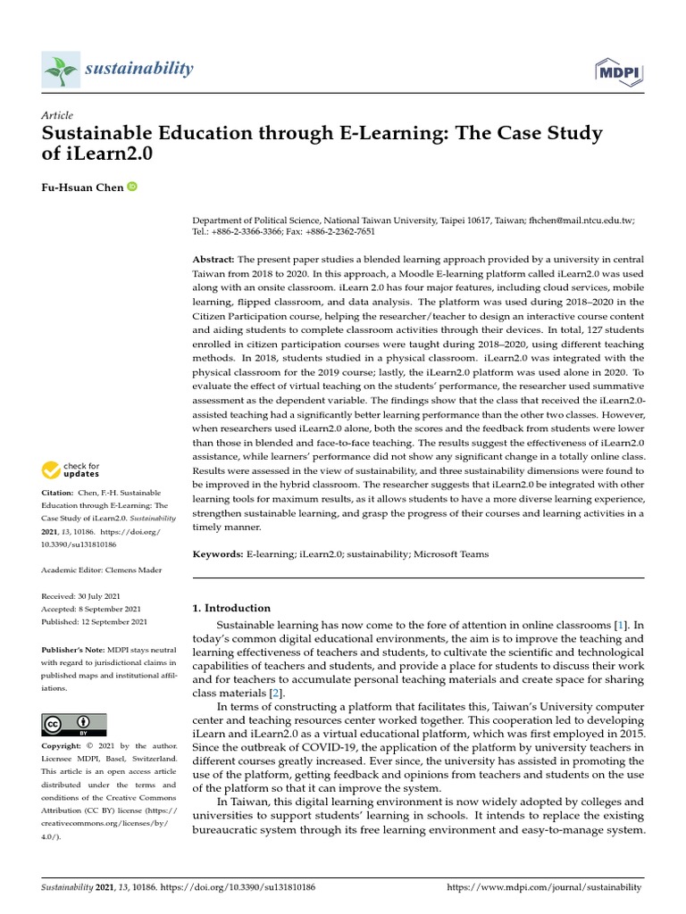 Sustainable Education Through E-Learning: The Case Study of Ilearn2.0 ...