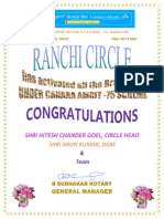 SCHEME - 100 % BRANCHES ACTIVATION BY RANCHI CIRCLE