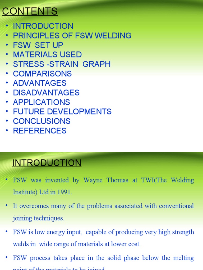 Overview of Friction Stir Welding (FSW) | PDF | Construction | Welding