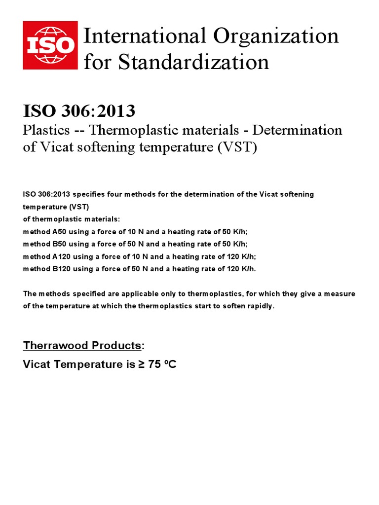 ISO 306 2013 - Vicat Tempwrature | PDF | Technology & Engineering