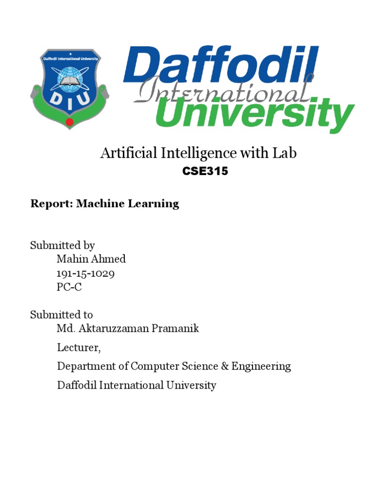 Machine Learning Project Report | PDF | Machine Learning | Intelligence ...