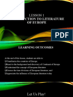 Introduction To Literature of Europe: Lesson 1