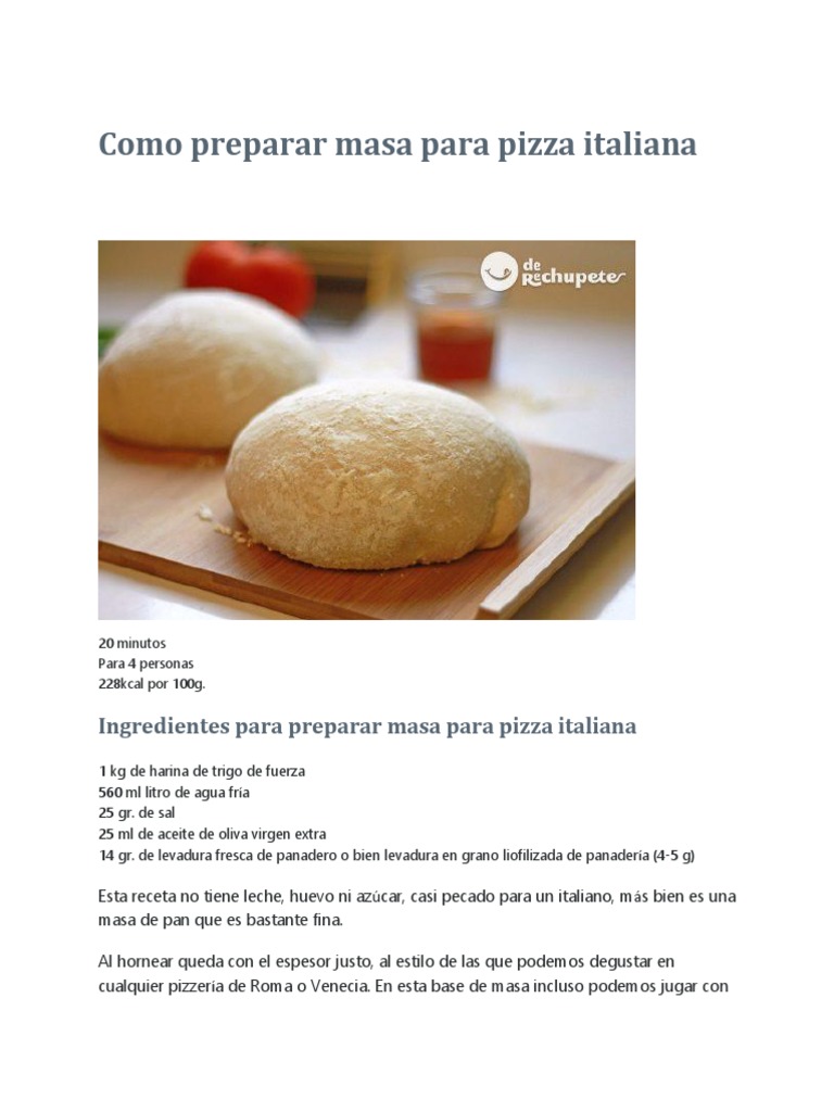 Masa para Pizza Italiana - Paso A Paso | PDF | Panes | Pizza