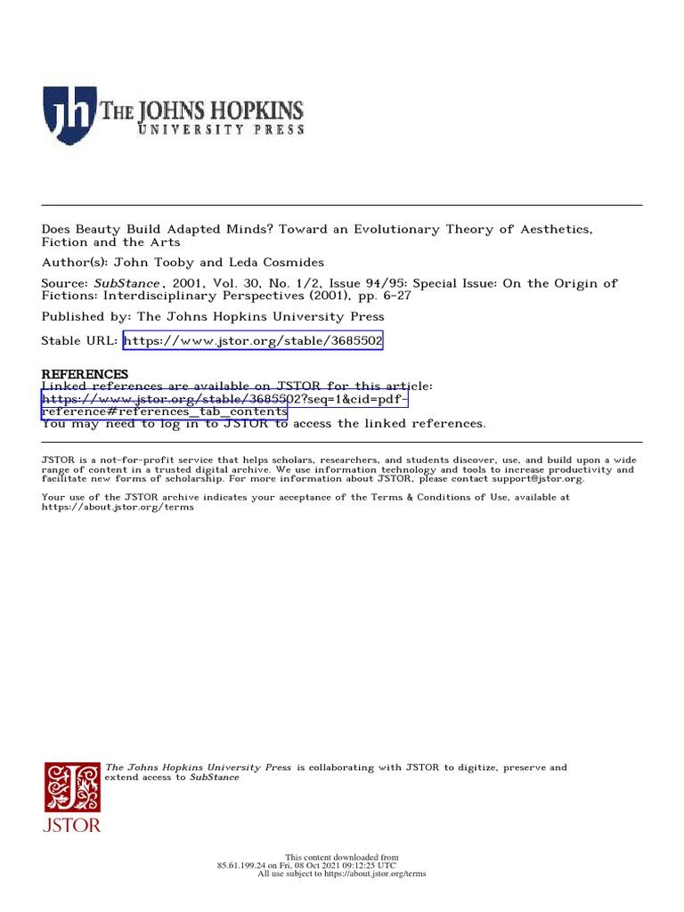 Evolutionary Aesthetics and Adapted Minds | PDF | Mind | Perception
