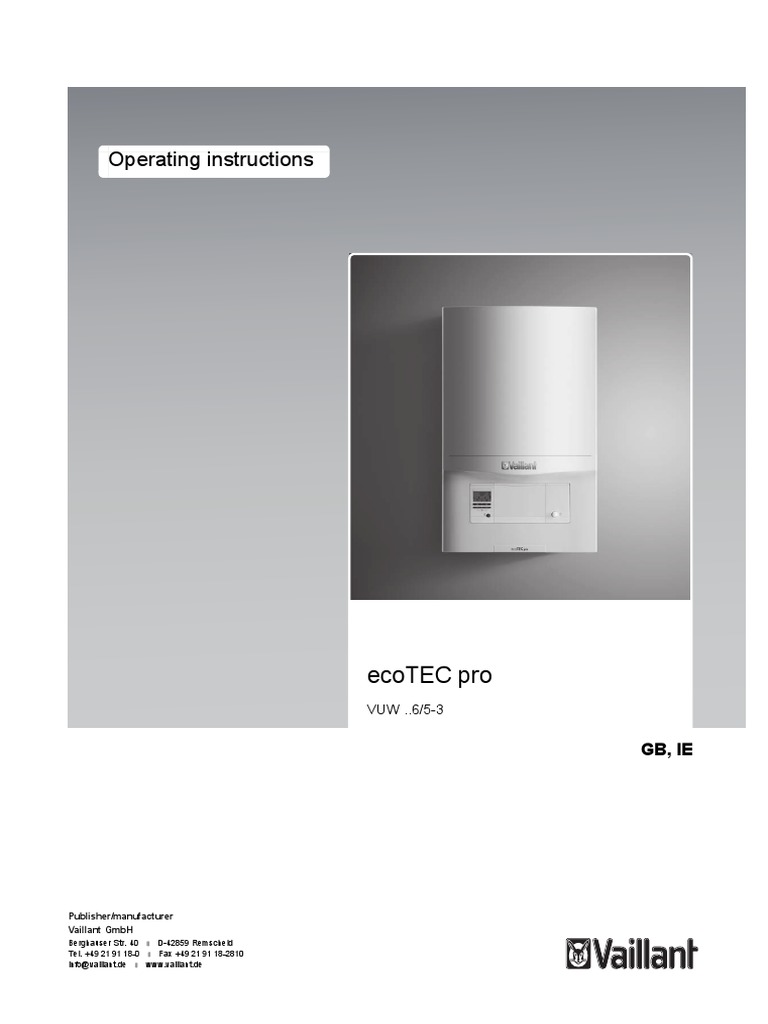 Ecotec Pro 24 28 Operating Instructions | PDF | Water Heating | Mains  Electricity
