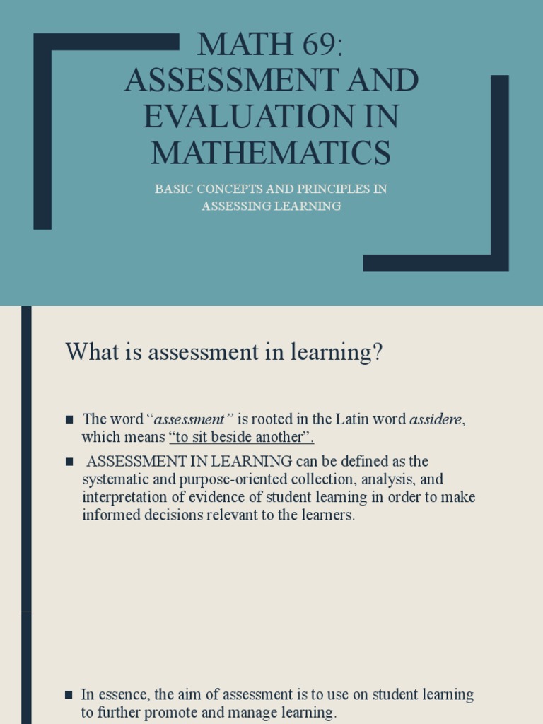 Assessment and Evaluation in Mathematics | PDF | Educational Assessment ...