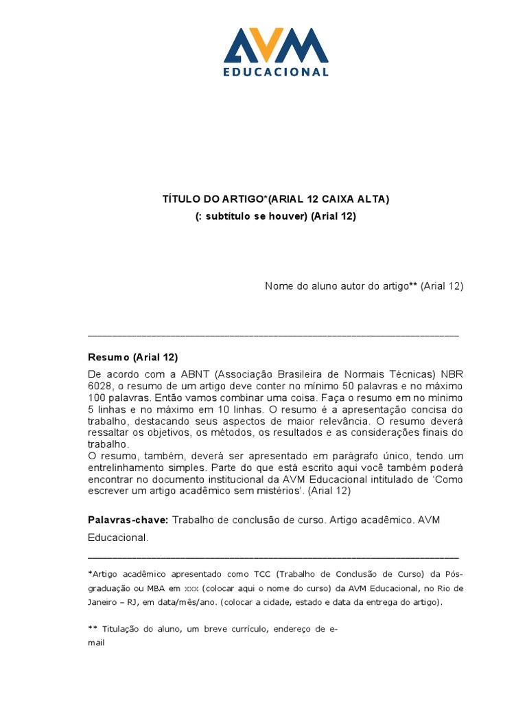 Modelo de Artigo Acadêmico | PDF | Citação | Livros