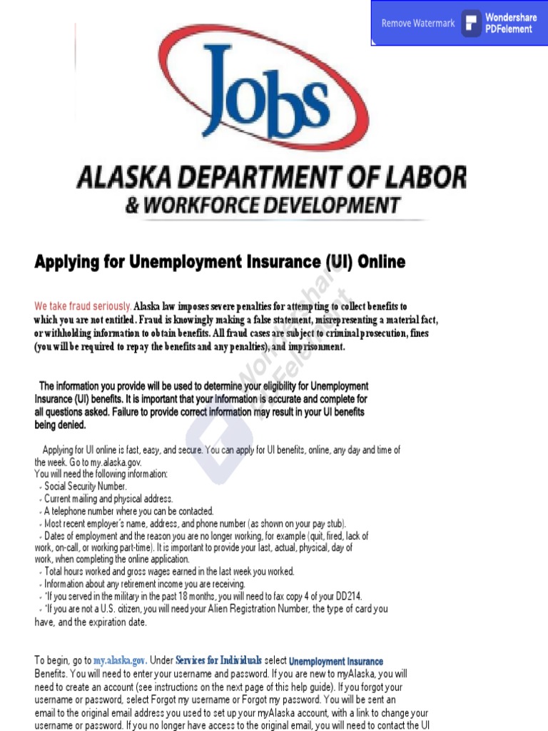 Alaska Unemployment Guide by MR Black Copy Type PDF Password