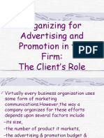 Organizing For Advertising and Promotion in The Firm: The Client's Role