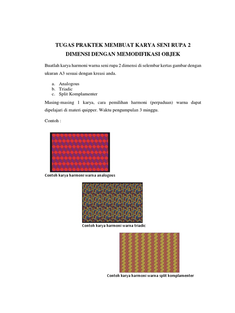 Soal Praktek Seni Rupa 2 Dimensi Harmoni Warna Bagian 2 | PDF