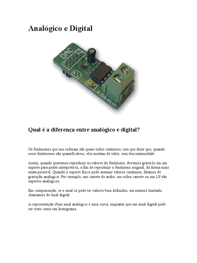 Diferença entre sinais analógicos e digitais | PDF | Conversor de ...