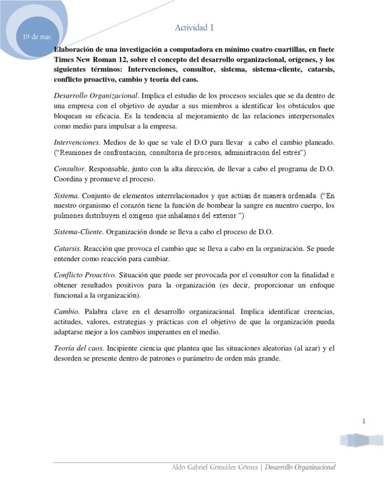Conceptos Clave del Desarrollo Organizacional | PDF | Desarrollo ...
