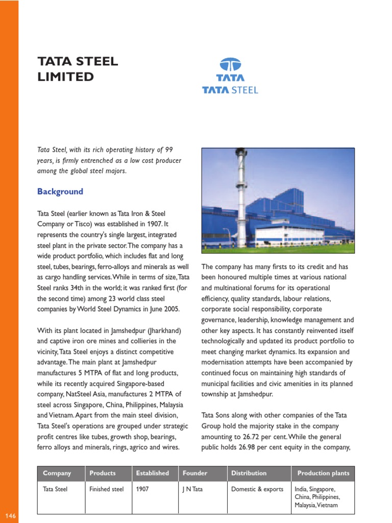 Tata Steel Company Overview | PDF | Steel | Economies