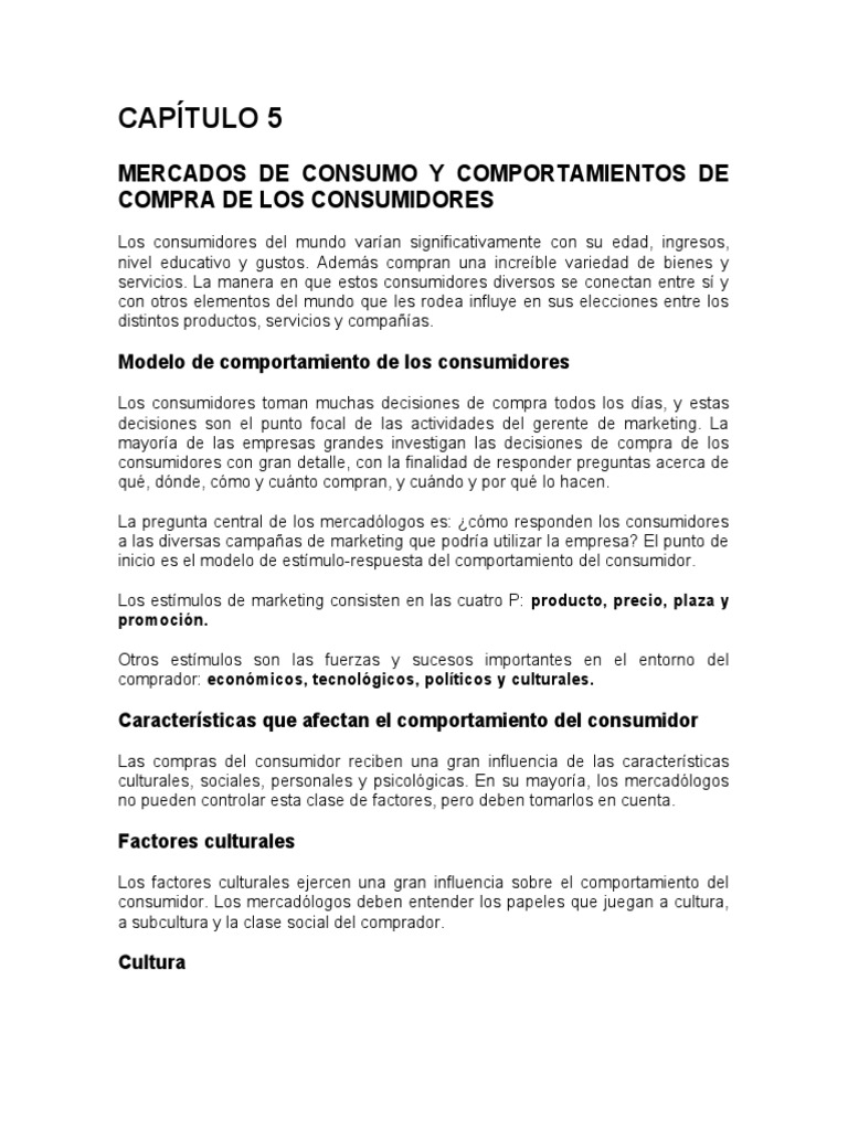 Comportamiento del Consumidor y Marketing | PDF | Marketing | Los ...