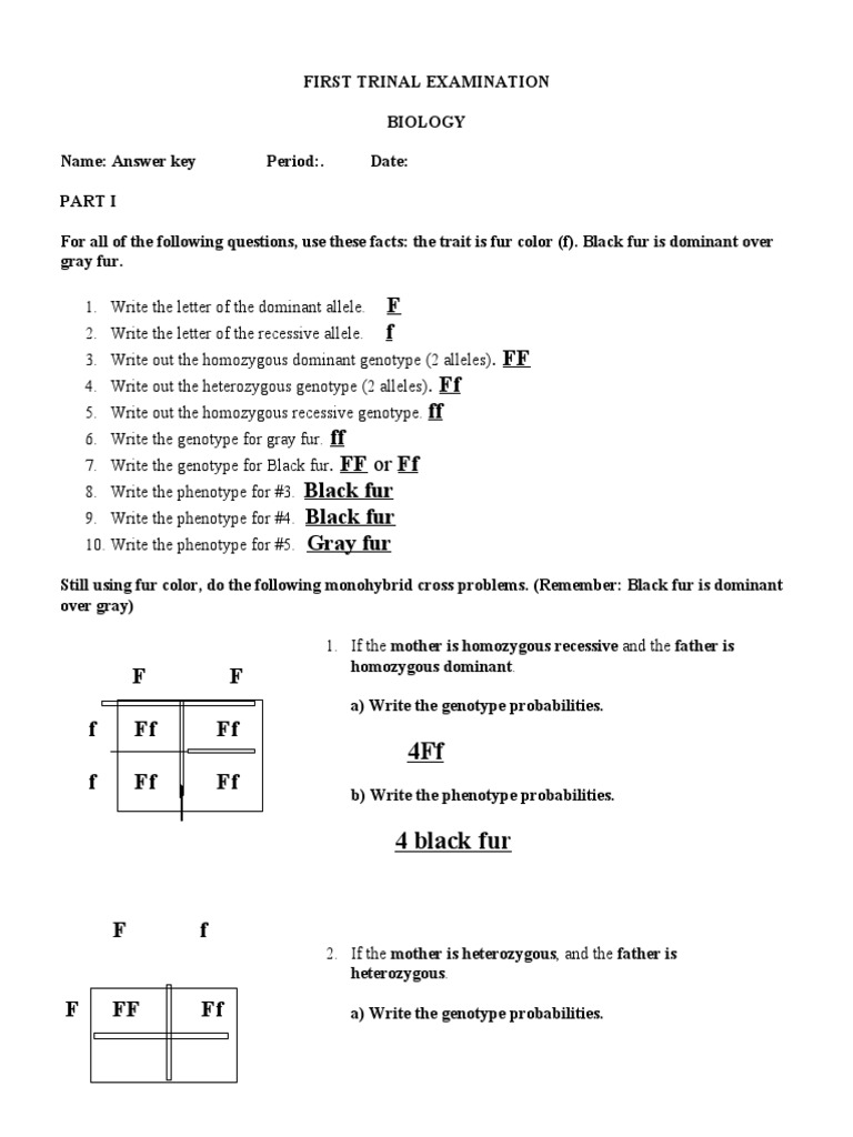 Part I Biology PDF Zygosity Genotype