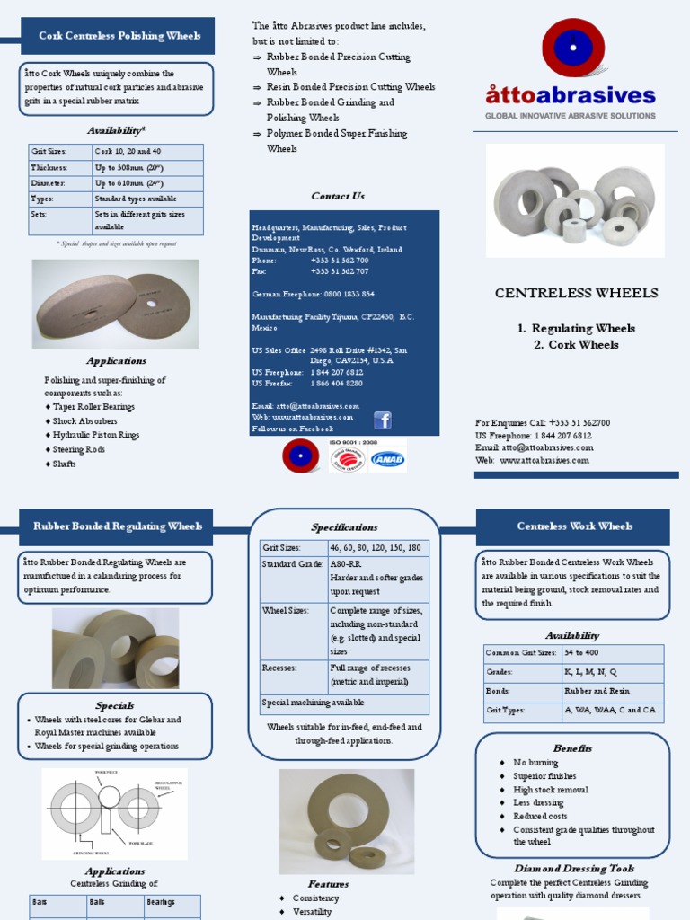 Åtto Abrasives Regulating Centreless and Cork Wheels 1 | PDF | Grinding ...
