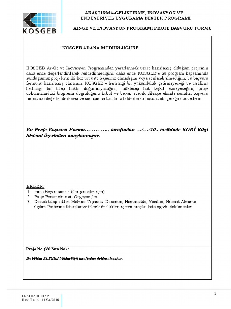 Kosgeb ar ge basvuru formu pdf