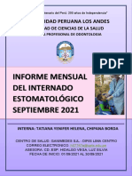 Informe Mensual Del Internado Estomatológico - Septiembre