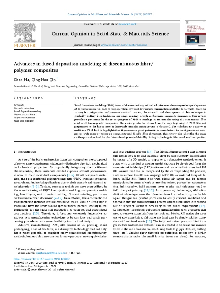 Current Opinion in Solid State & Materials Science: Chao Hu, Qing-Hua ...
