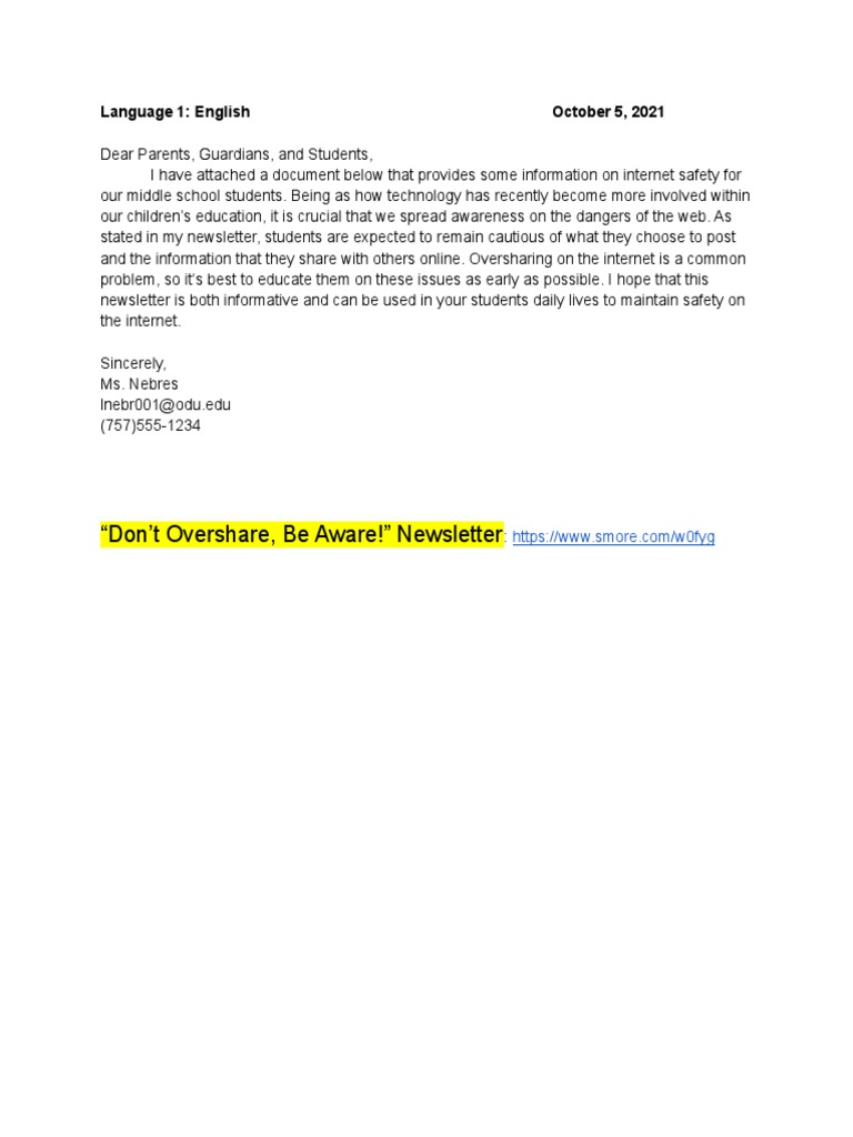 Digital Citizenship Letter | PDF | Informática