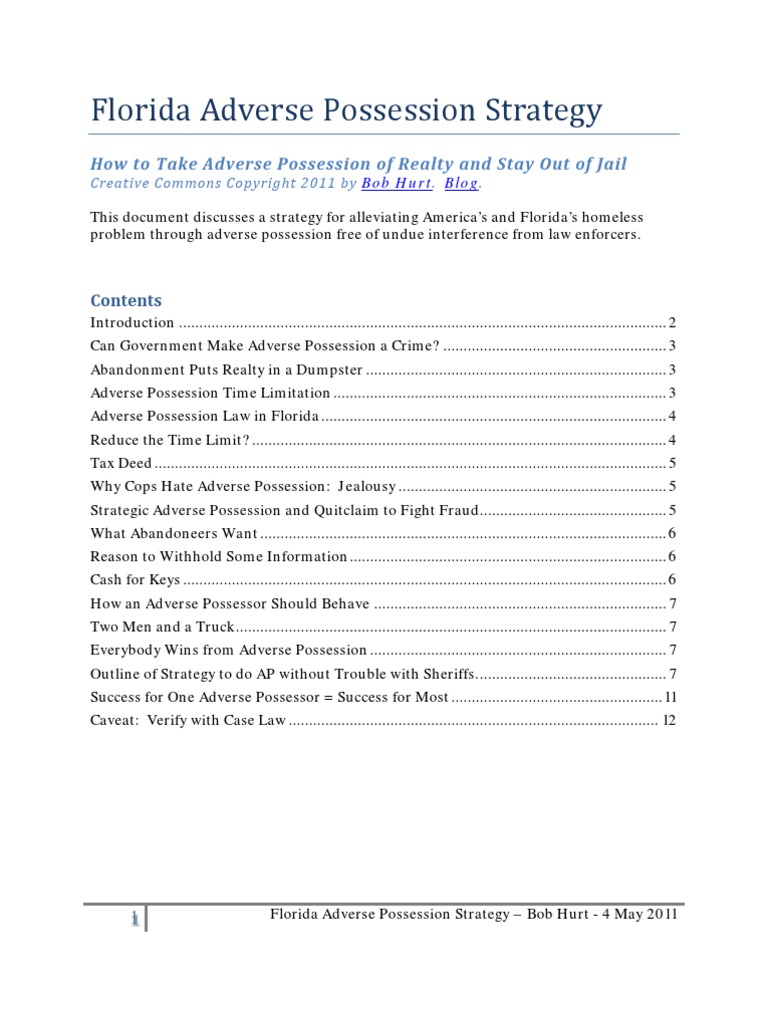 Florida Adverse Possession Strategy | PDF | Politics | Social Science