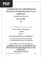 Download A Dissertation on Consumer Buying Behavior Towards the Ready to Eat by Vivek Kumar Gupta SN54673928 doc pdf