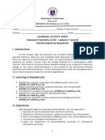 Learning Activity Sheet General Chemistry 2 (Q4 - Lessons 7 and 8) Electrochemical Reactions