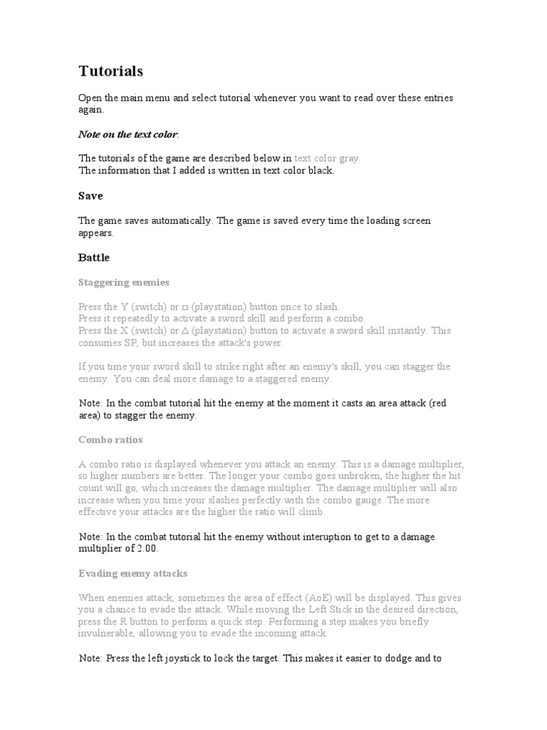 Game Combat Tutorial and Skills Guide | PDF | Sword | Emotions