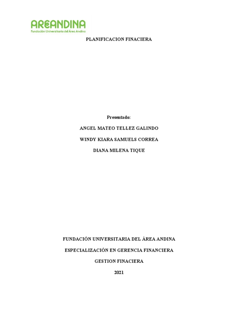 Actividad Planificacion Financiera Eje 3 | PDF | Estado financiero ...