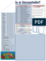 Much or Many?: 1. Countable or Uncountable? Tick The Right Column