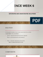 Science Week 6: Saturated and Unsaturated Solutions