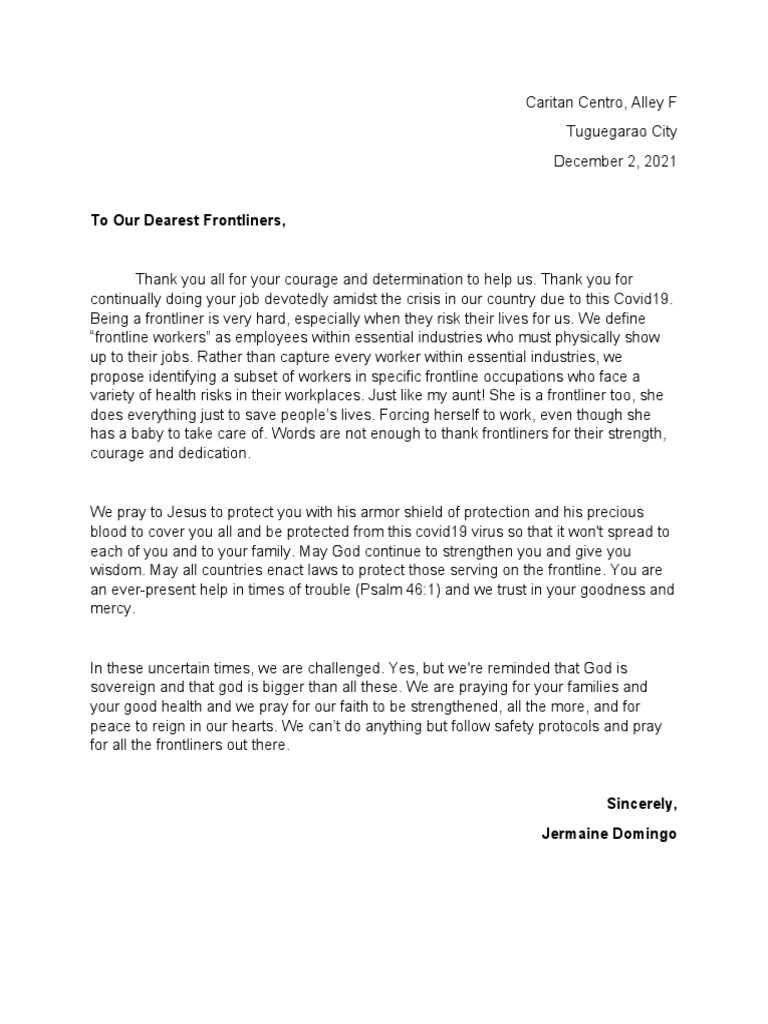 Letter For Frontliners PDF