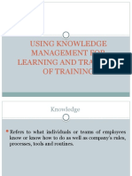 Using Knowledge Management For Learning and Transfer of Training