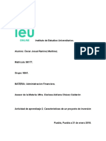 Actividad de Aprendizaje 2. Características de Un Proyecto de Inversión