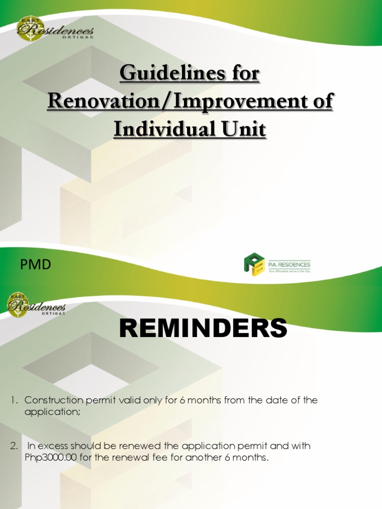Guidelines For Renovation/Improvement of Individual Unit | PDF | Wall ...