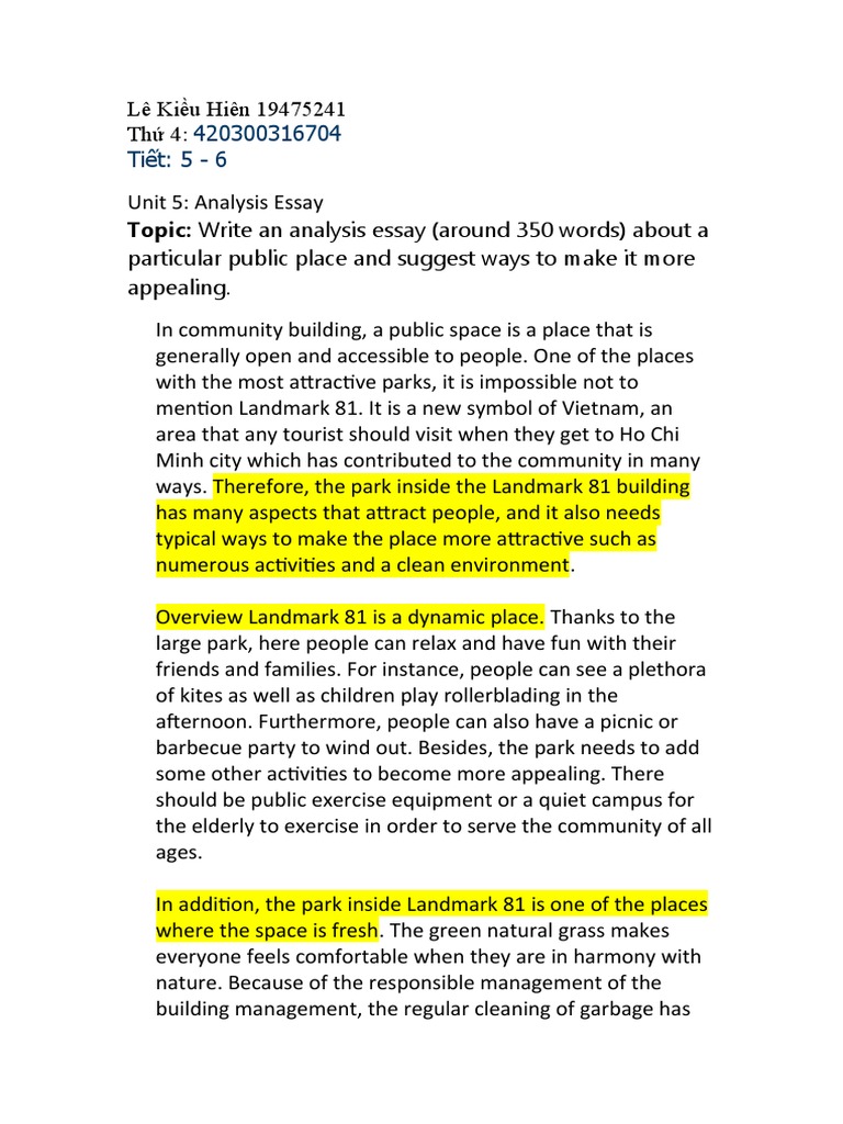 Topic: Write An Analysis Essay (Around 350 Words) About A | PDF | Art
