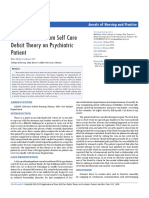 Application of Orem Self Care Deficit Theory On Psychiatric Patient