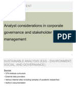 Analyst Considerations in Corporate Governance and Stakeholder Management
