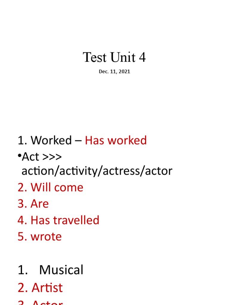 Unit 4 Test Overview and Key Terms | PDF