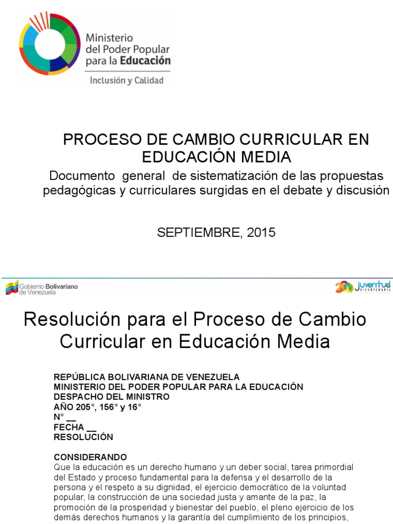 1 - Proceso de Cambio Curricular (PCC) (Con Resolución) 10.set | PDF ...