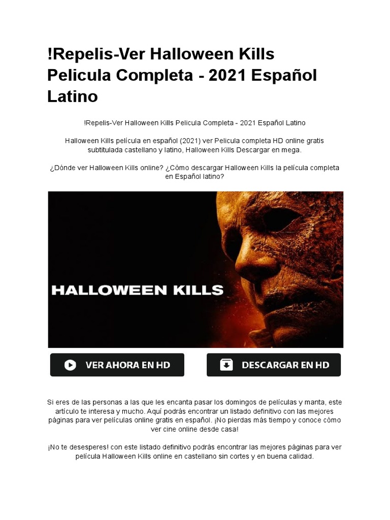 Repelis Ver Halloween Kills Pelicula Completa 2021 Espanol Latino PDF
