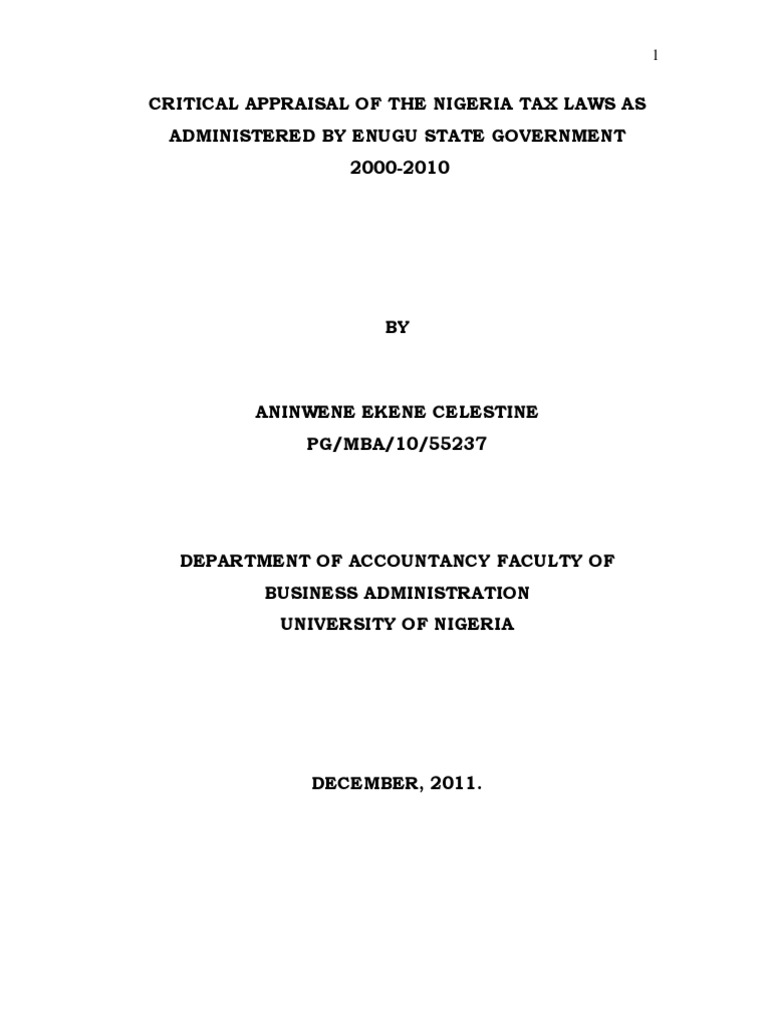 LIMIT OVER COLLECTION -RIVALS- 、スペシャルパック Enugu State Tax Laws Analysis 2000-2010 | PDF | Taxes | Taxation