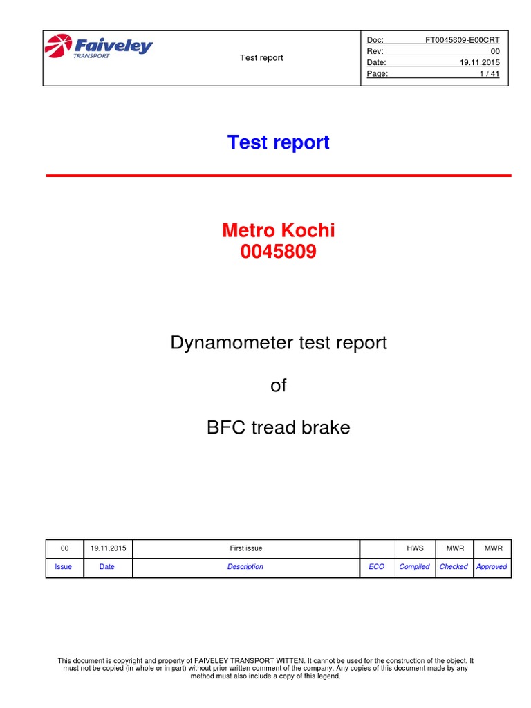 FT0045809-E00CRT Rev00 Dynamometer Test Report | PDF | Brake | Friction