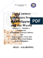 21st Century Literature From The Philippines and The Wo RLD: Self - Learning